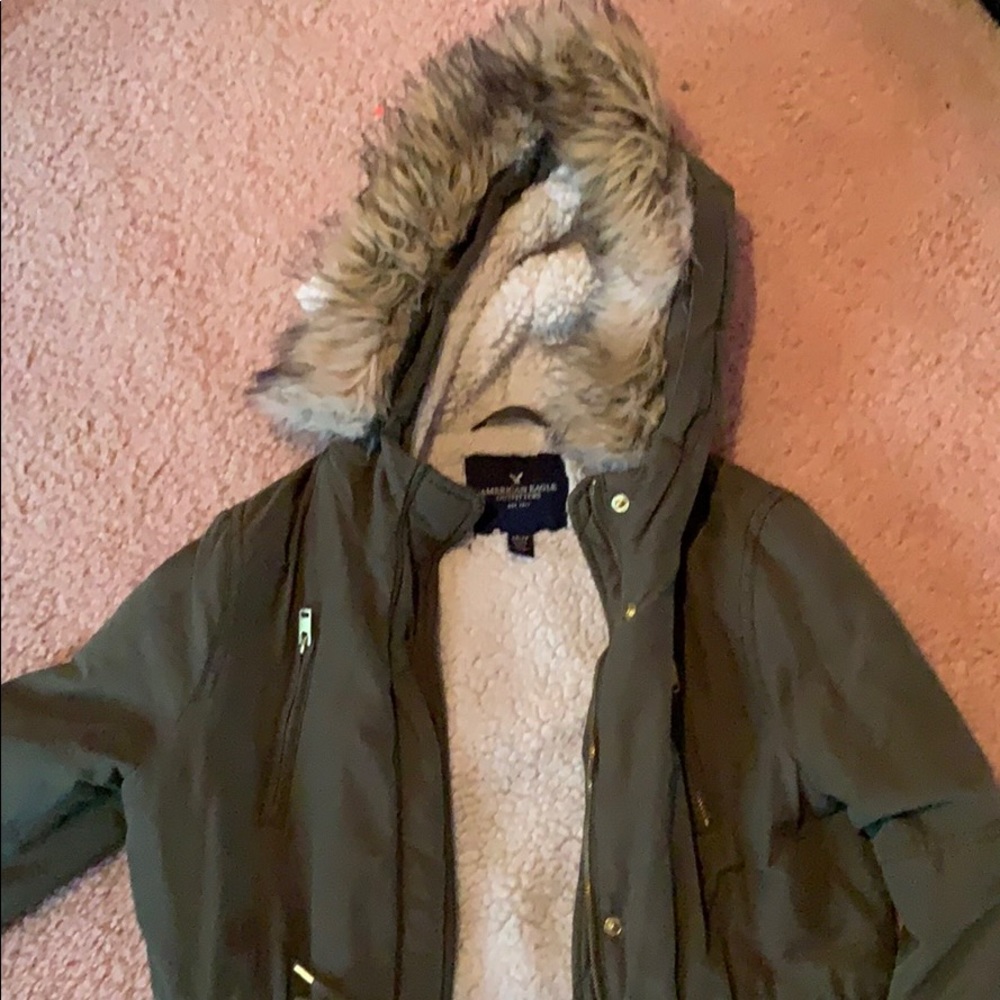 American eagle army green parka coat